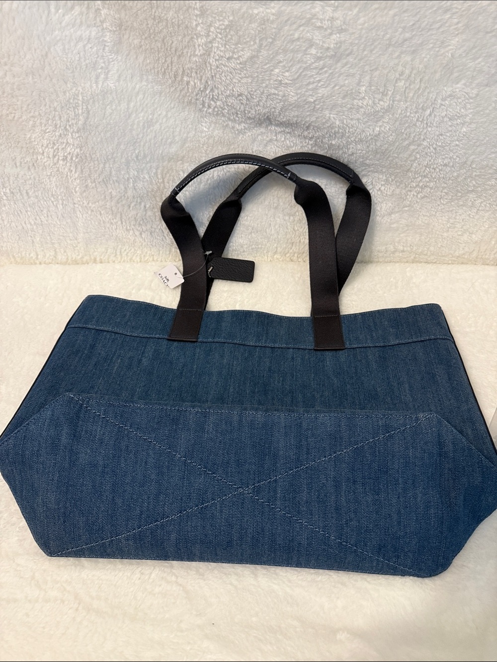 Coach Blue Denim Logo Tote with Dark Handles - Picture 6 of 6